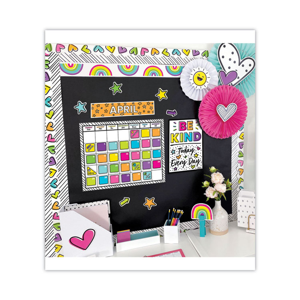 CARSON-DELLOSA EDUCATION 110522 Calendar Bulletin Board Sets, 129-Piece Set, Kind Vibes, 23" x 17", Multicolor