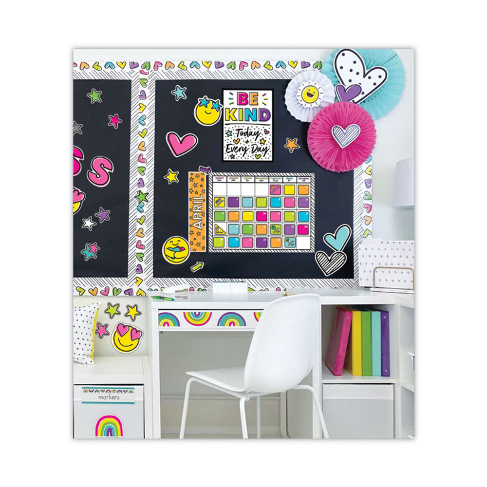 CARSON-DELLOSA EDUCATION 110522 Calendar Bulletin Board Sets, 129-Piece Set, Kind Vibes, 23" x 17", Multicolor