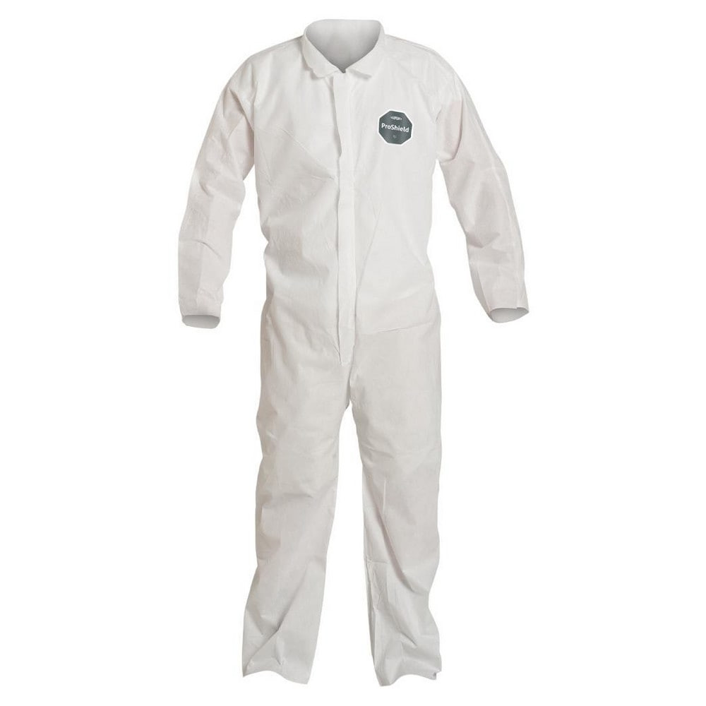 Dupont PB120SWHMD00250 Disposable Coveralls: Size Medium, Film Laminate, Zipper Closure