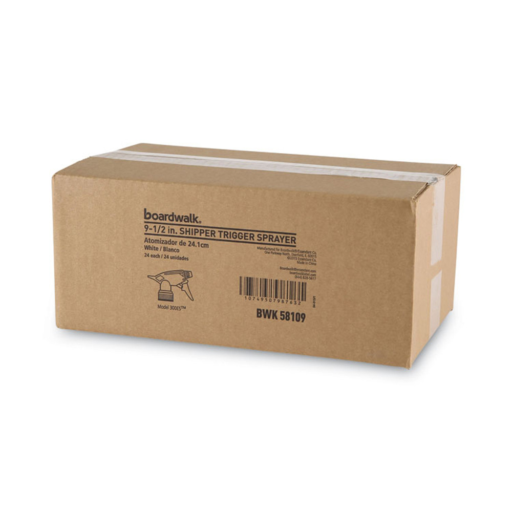 BOARDWALK 58109 Non-Leaking Trigger Sprayer 300ES, 9.5" Tube, Fits 32 oz Bottles, White, 24/Carton
