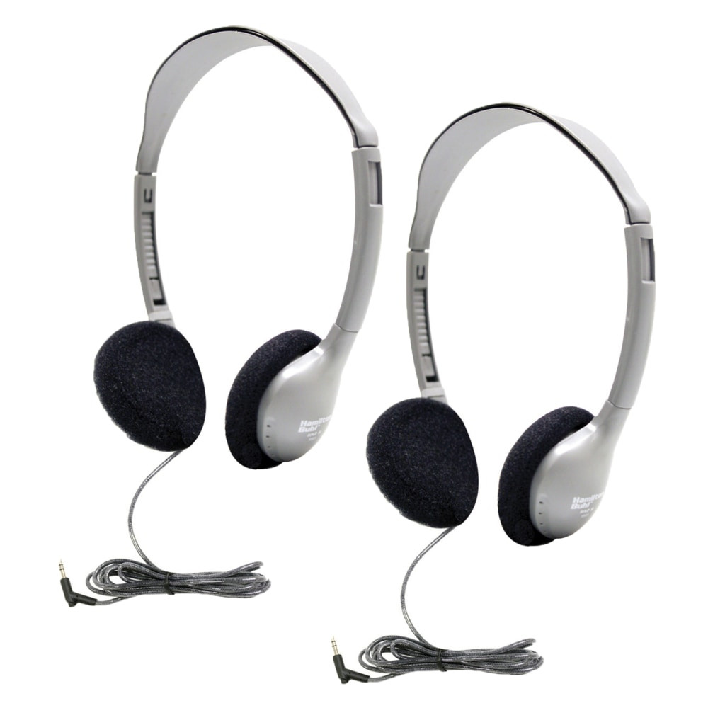 EDUCATORS RESOURCE HamiltonBuhl HECHA2-2  Personal On-Ear Stereo Headphones, Black/Gray, Pack Of 2 Headphones, HECHA2-2