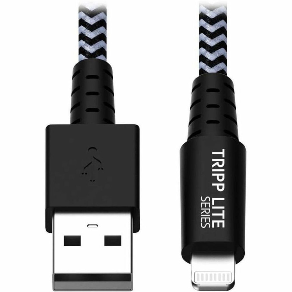TRIPP LITE M100-010-HD  Heavy Duty Lightning to USB Sync/Charge Cable Apple iPhone iPad 10ft - First End: 1 x Type A Male USB - Second End: 1 x 8-pin Lightning Male Proprietary Connector - 60 MB/s - MFI - Black, White