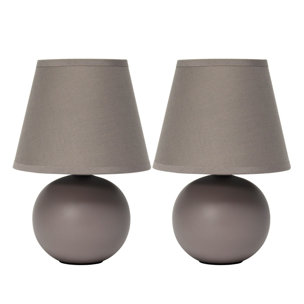 ALL THE RAGES INC LT2008-GRY-2PK Simple Designs Mini Globe Ceramic Table Lamps, 8-11/16inH, Gray, Pack Of 2