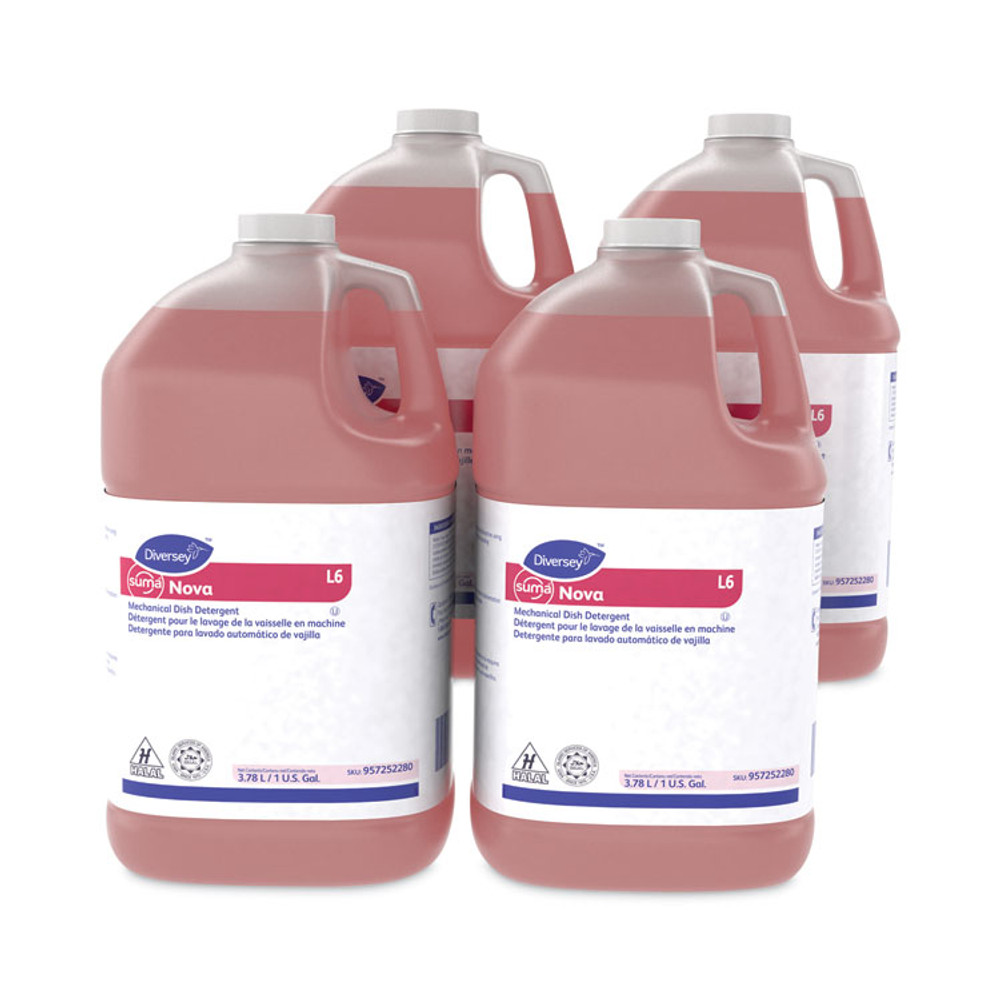 DIVERSEY 957252280 Sealed Air Suma Nova L6 Mechanical Dish Detergent, Liquid, 1 gal, 4/Carton