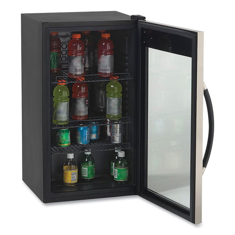 AVANTI BCA306SSIS 3 Cu. Ft. Refrigerator/Beverage Cooler, 18.75 x 19.5 x 33.75, Black/Stainless Steel Framed Glass Door