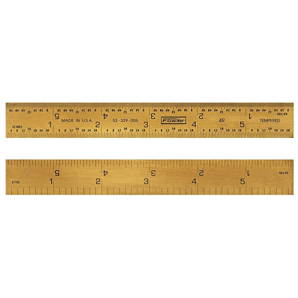 Fowler 52-339-006 Steel Rule: 6" OAL, 4R Graduation, Rigid, 3/4" OAW