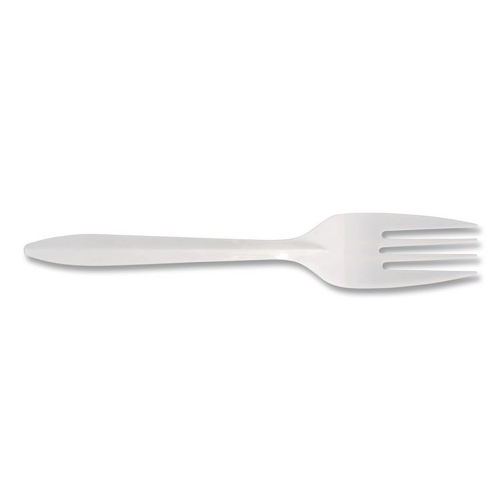 BERK ENTERPRISES INC Berkley Square 1012000 Mediumweight Polypropylene Cutlery, Fork, Plastic, White, 1,000/Carton