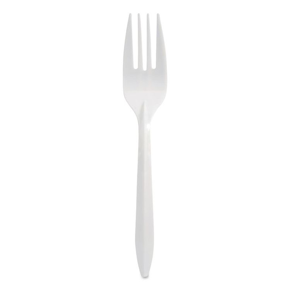 BERK ENTERPRISES INC Berkley Square 1012000 Mediumweight Polypropylene Cutlery, Fork, Plastic, White, 1,000/Carton