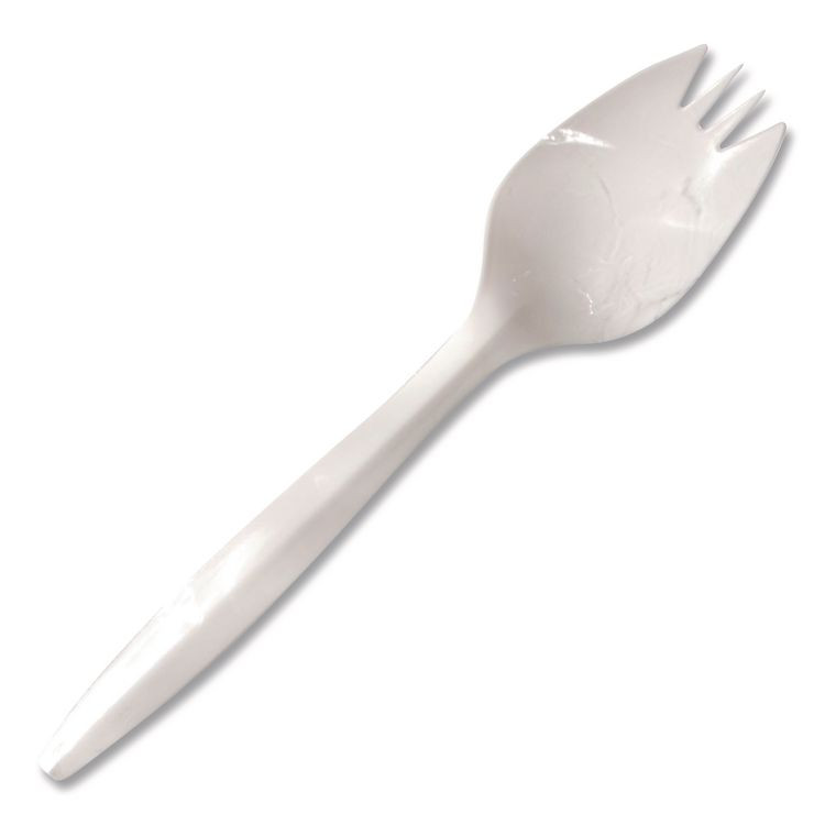 BERK ENTERPRISES INC Berkley Square 1105000 Individually Wrapped Mediumweight Cutlery, Spork, Plastic, White, 1,000/Carton