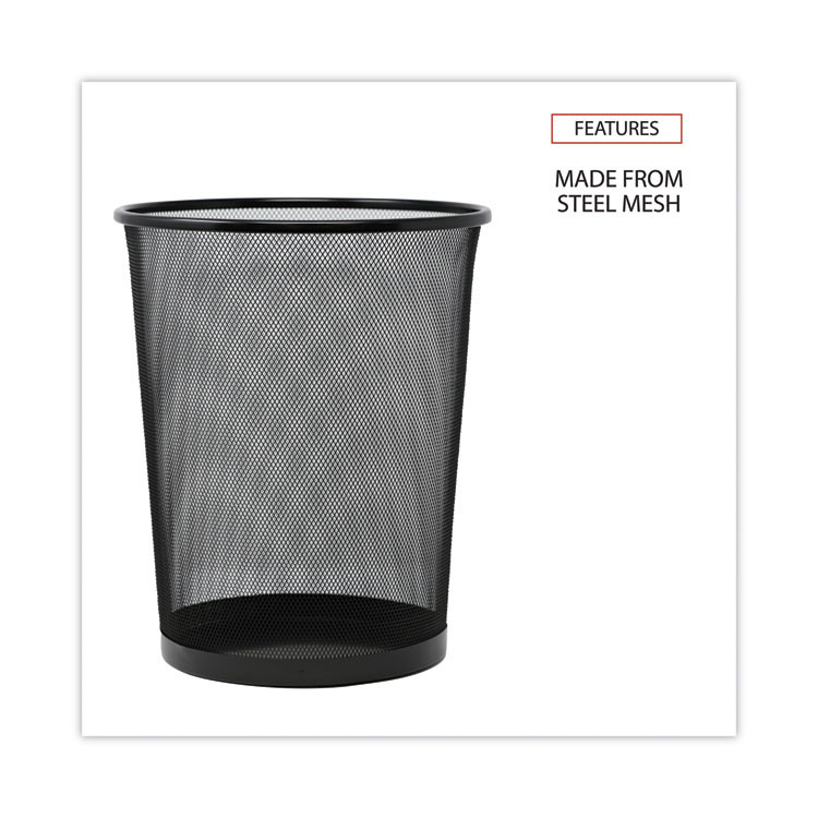 UNIVERSAL OFFICE PRODUCTS 20008 Mesh Wastebasket, 18 qt, Steel Mesh, Black