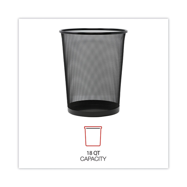 UNIVERSAL OFFICE PRODUCTS 20008 Mesh Wastebasket, 18 qt, Steel Mesh, Black