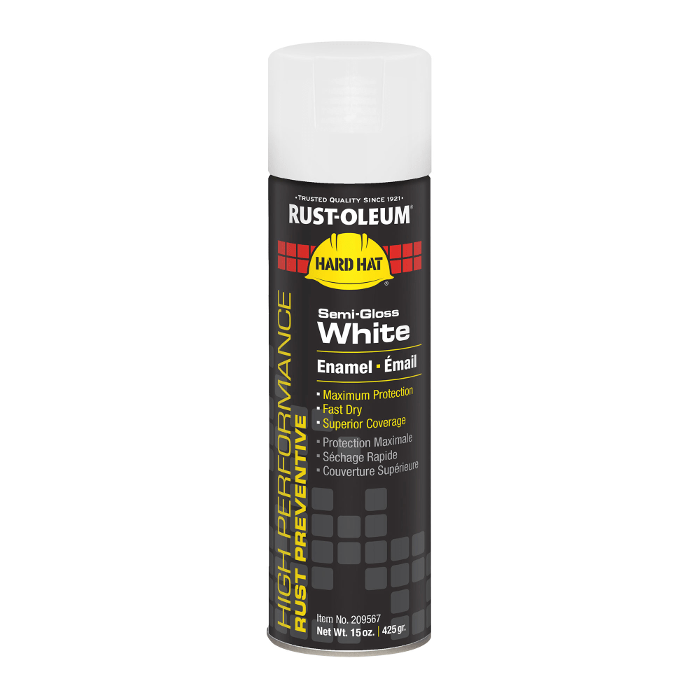 RUST-OLEUM CORPORATION 209567 Rust-Oleum Hard Hat High Performance V2100 System Rust Preventive Enamel Spray Paint, 15 Oz, Semi-Gloss White, Case Of 6 Cans