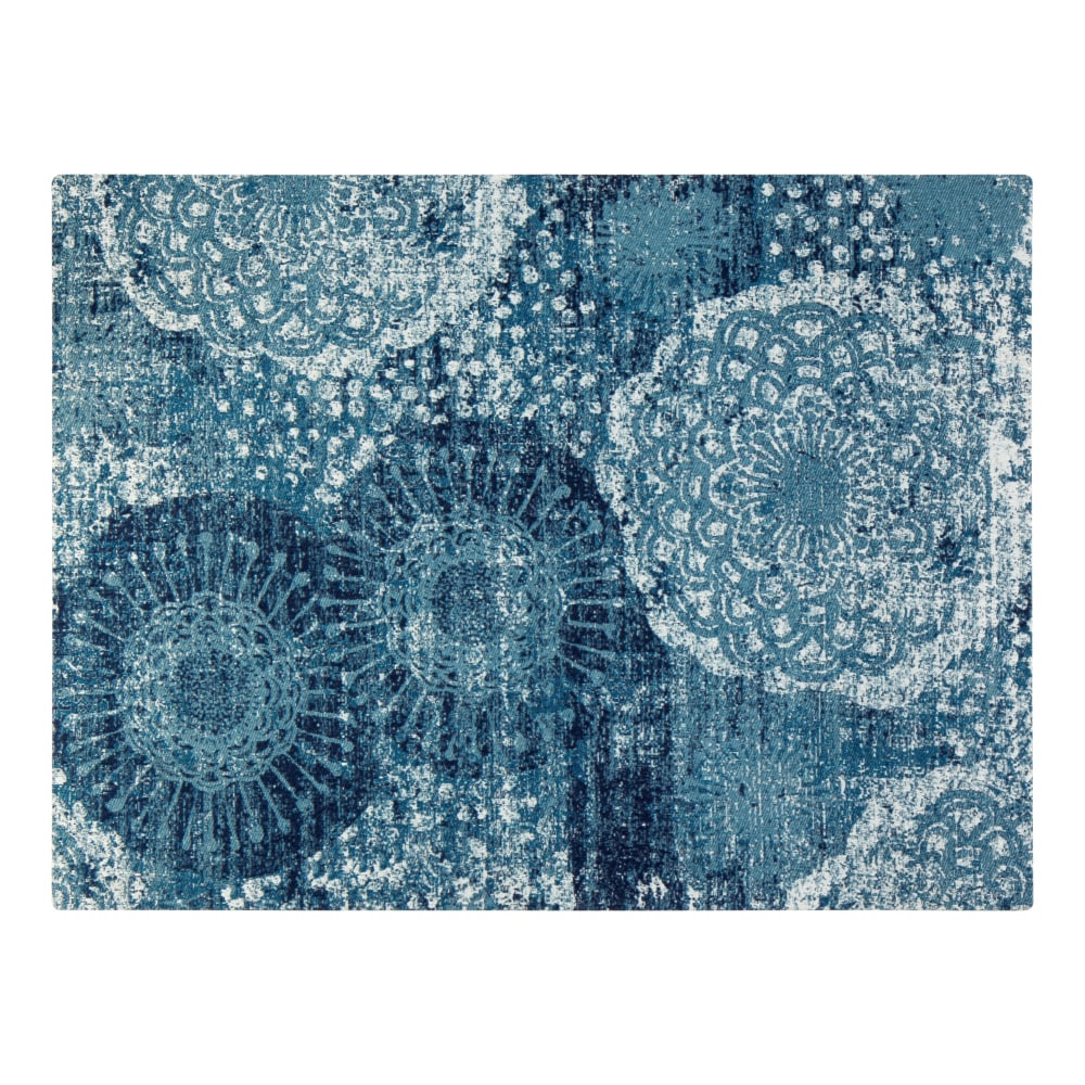 GFH ENTERPRISES INC. AMB9015D Anji Mountain Maldives Rug'd Chair Mat, 1/2inH x 36inW x 48inD, Blue/Ivory