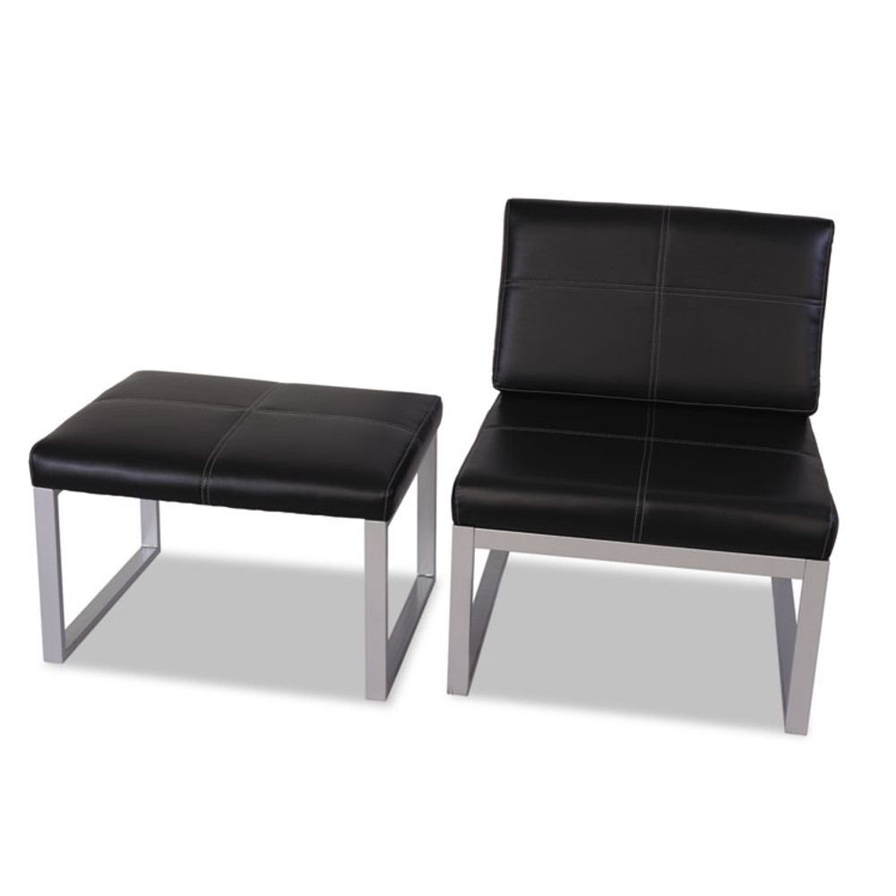 ALERA RL8319CS Alera Ispara Series Armless Chair, 26.57" x 30.71" x 31.1", Black Seat, Black Back, Silver Base