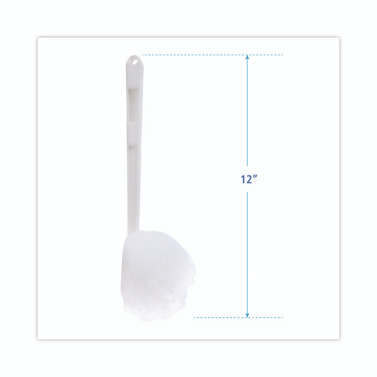 BOARDWALK 00160 Deluxe Toilet Bowl Mop, 12" Handle, 2" Mop Head, White, 25/Carton