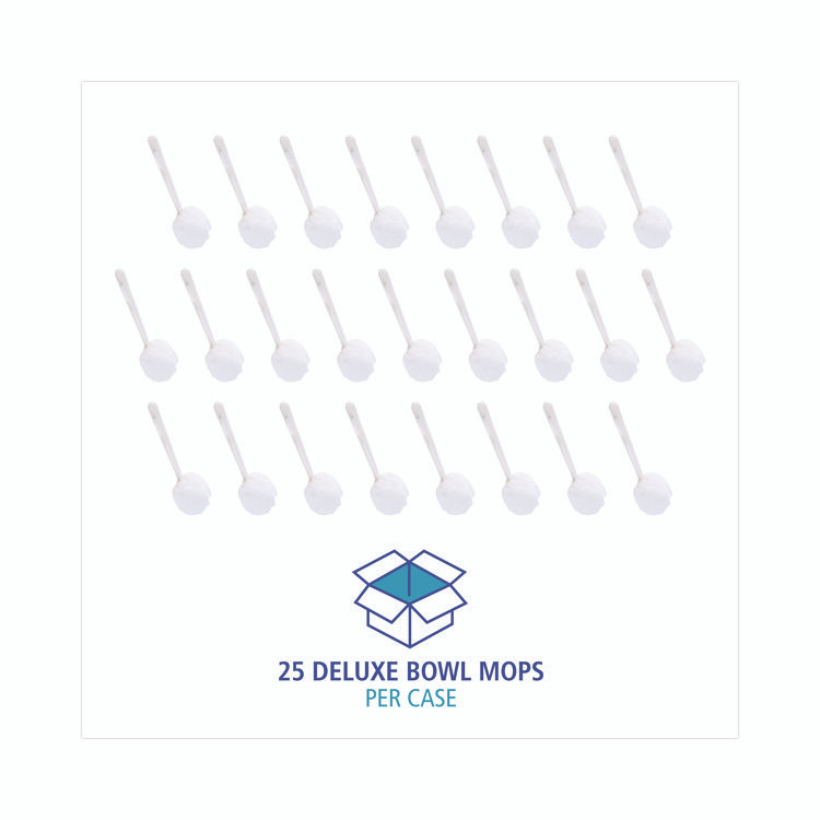 BOARDWALK 00160 Deluxe Toilet Bowl Mop, 12" Handle, 2" Mop Head, White, 25/Carton