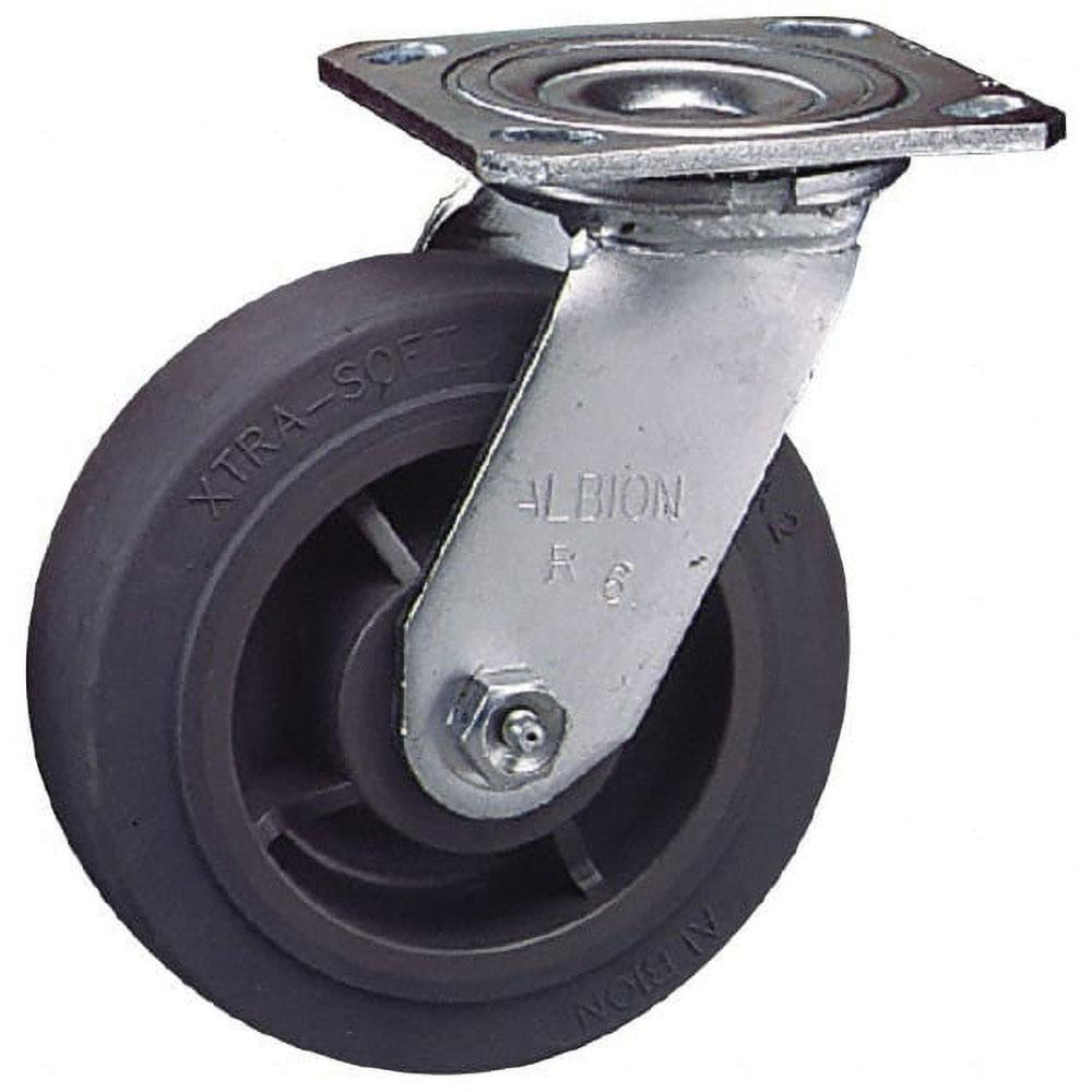 Albion 16TM06201R Rigid Top Plate Caster: Phenolic, 6" Wheel Dia, 2" Wheel Width, 900 lb Capacity, 7-1/4" OAH