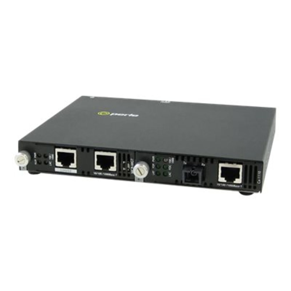 PERLE SYSTEMS Perle 05070874  SMI-1110-S1SC120U - Fiber media converter - GigE - 10Base-T, 100Base-TX, 1000Base-T, 1000Base-BX-U - RJ-45 / SC single-mode - up to 74.6 miles - 1510 (TX) / 1590 (RX) nm