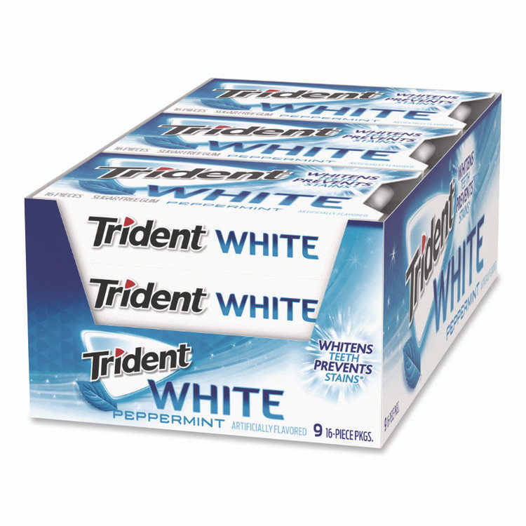 MONDELEZ INTERNATIONAL Trident® AMC67608 Sugar-Free Gum, Peppermint, 12 Sticks/Pack, 9 Packs/Box