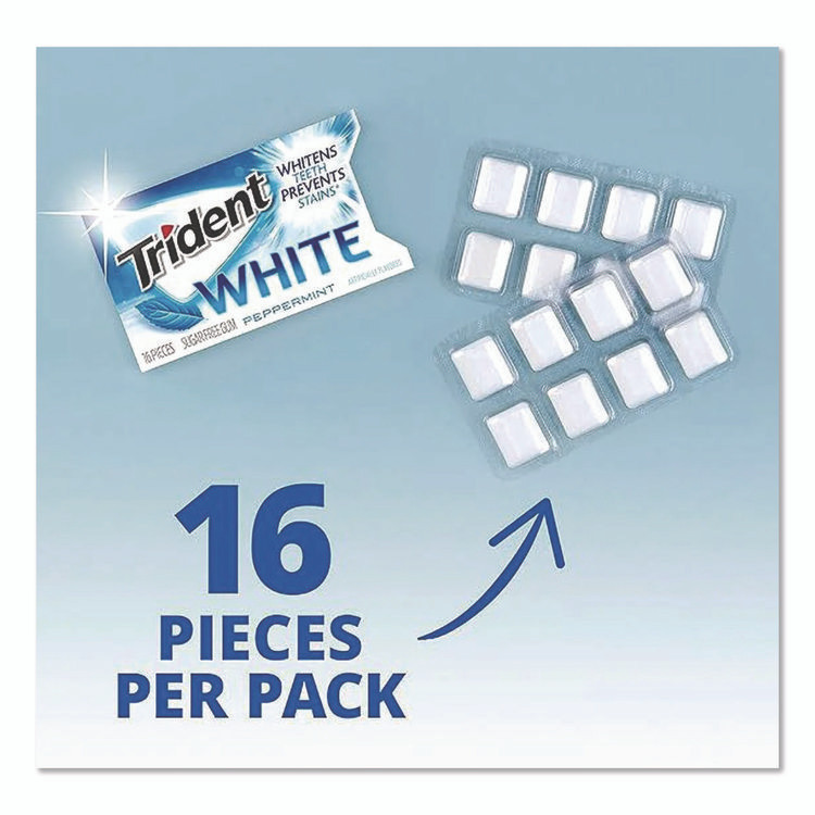 MONDELEZ INTERNATIONAL Trident® AMC67608 Sugar-Free Gum, Peppermint, 12 Sticks/Pack, 9 Packs/Box