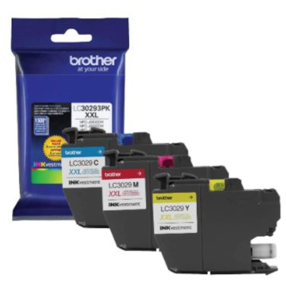 BROTHER INTL CORP Brother LC30293PK  LC3029 Cyan; Magenta; Yellow Super-High-Yield Ink Cartridges, Pack Of 3, LC30293PK