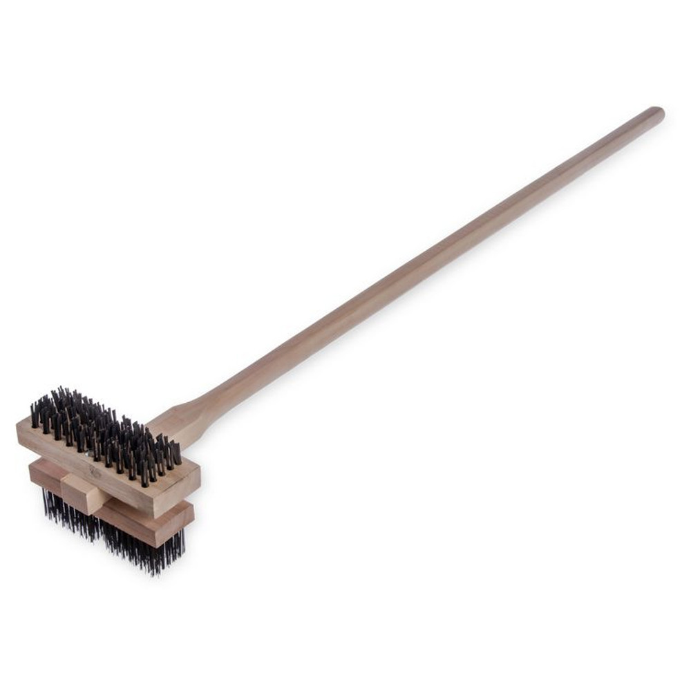 CFS BRANDS Carlisle 4029400 Sparta Broiler Master Grill Brush and Scraper with Handle, Metal Bristles, 48" Natural Wood Handle
