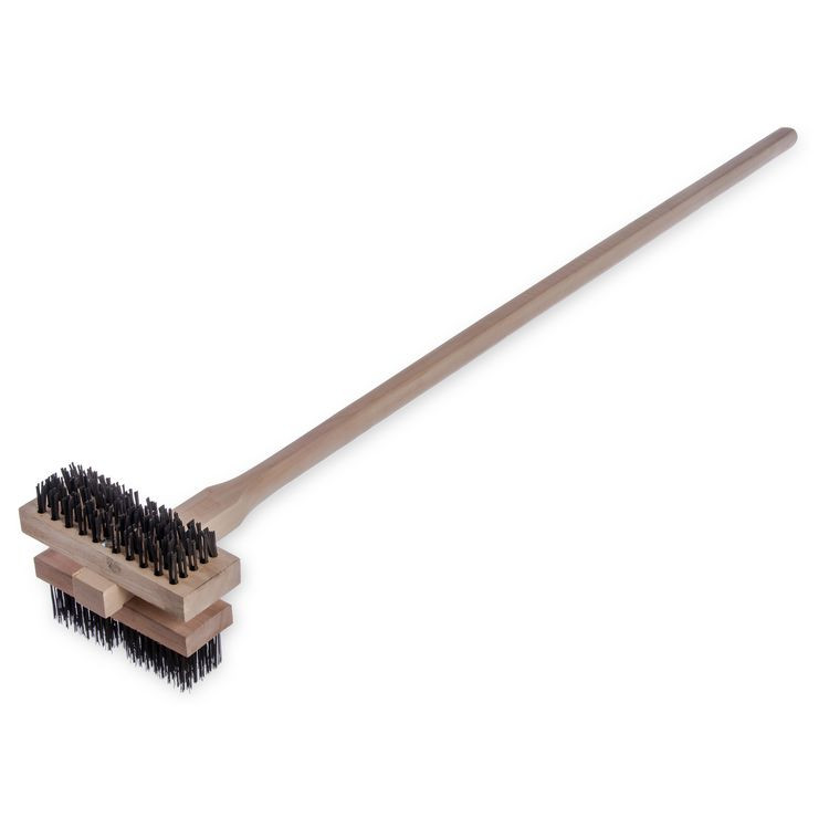 CFS BRANDS Carlisle 4029400 Sparta Broiler Master Grill Brush and Scraper with Handle, Metal Bristles, 48" Natural Wood Handle