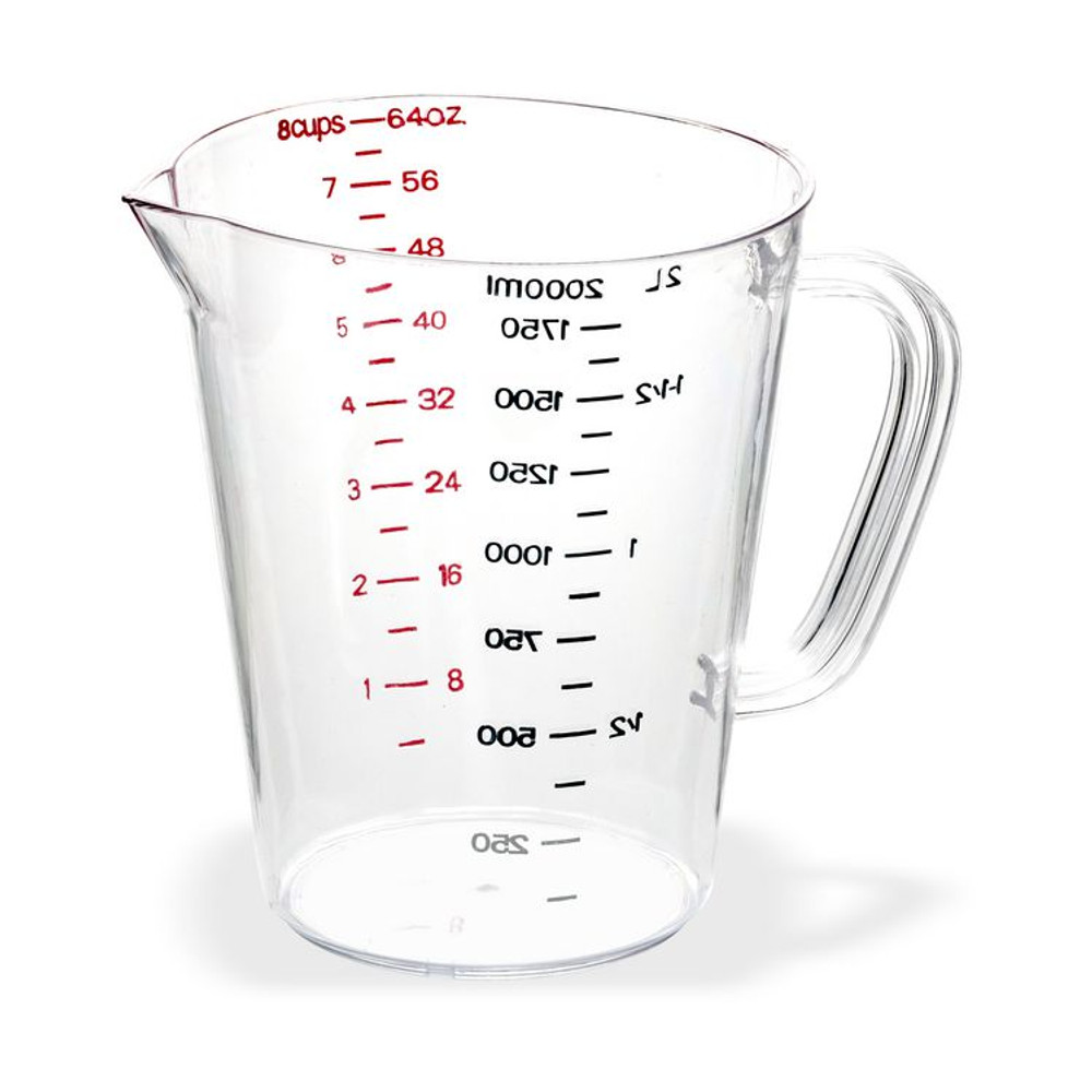 CFS BRANDS Carlisle 4314407 Commercial Measuring Cup, 0.5 gal, Plastic, Clear