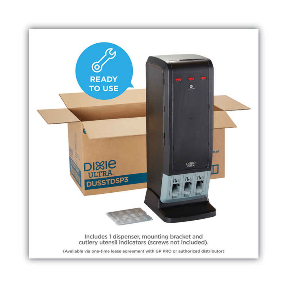 GEORGIA PACIFIC Dixie® DUSSTDSP3 SmartStock Tri-Tower Dispenser, Holds Forks/Knives/Spoons, 13.16 x 16.07 x 31.03, Black/Gray