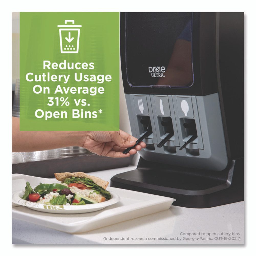 GEORGIA PACIFIC Dixie® DUSSTDSP3 SmartStock Tri-Tower Dispenser, Holds Forks/Knives/Spoons, 13.16 x 16.07 x 31.03, Black/Gray