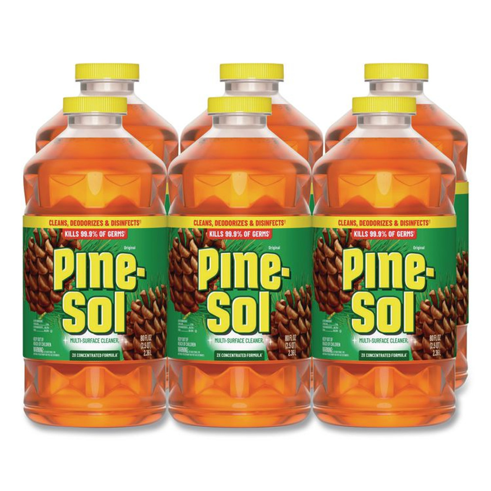 CLOROX SALES CO. Pine-Sol® 60160CT Multi-Surface Cleaner Disinfectant Concentrated, Pine Scent, 80 oz Bottle, 6/Carton