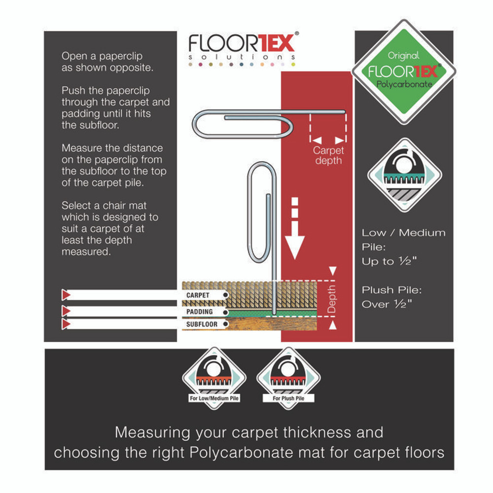 FLOORTEX ER1115223ER Cleartex Ultimat Polycarbonate Chair Mat for Low/Medium Pile Carpet, 48 x 60, Clear