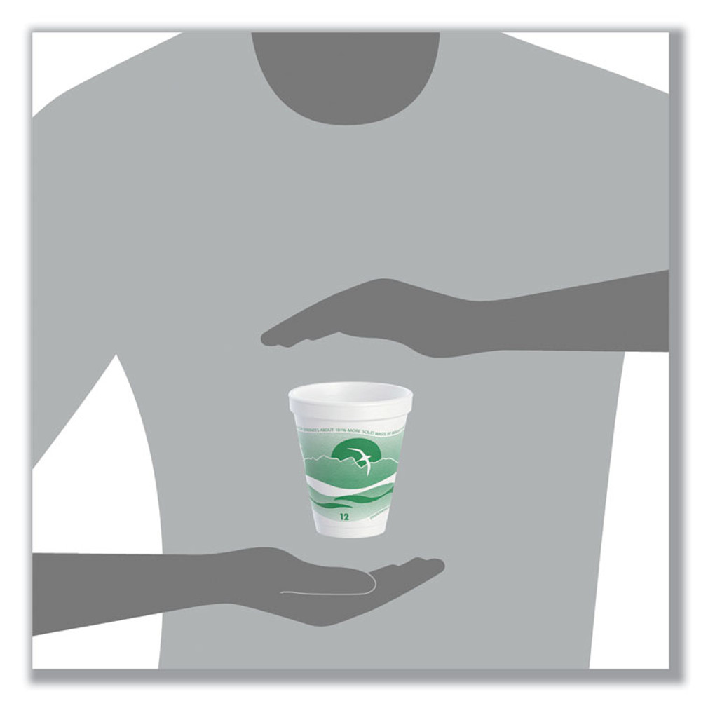 DART 12J16H Horizon Hot/Cold Foam Drinking Cups, 12 oz, White/Green, 25/Bag, 40 Bags/Carton