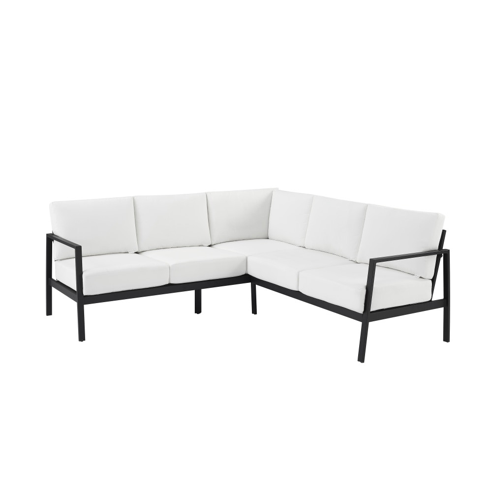 LINON HOME DECOR PRODUCTS, INC OFDP2865 Linon Abilene Aluminum Outdoor Sectional Sofa, 31-1/4inH x 77-1/2inW x 78-1/2inD, White/Black