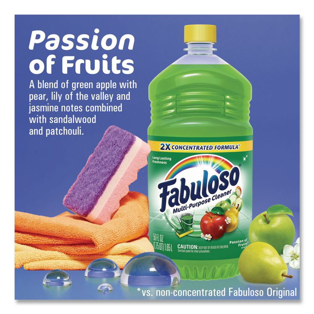 COLGATE PALMOLIVE, IPD. Fabuloso® 53043 Multi-use Cleaner, Passion Fruit Scent, 56 oz, Bottle, 6/Carton