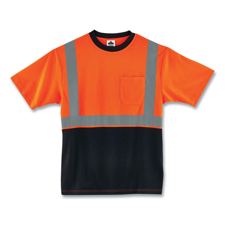 TENACIOUS HOLDINGS, INC. ergodyne® 22515 GloWear 8289BK Class 2 Hi-Vis T-Shirt with Black Bottom, X-Large, Orange