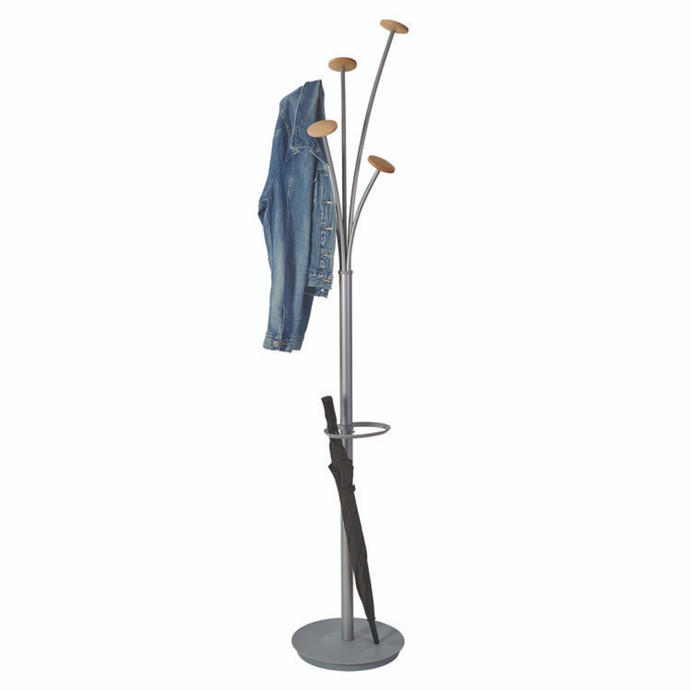 ALBA PMFESTWM Festival Coat Stand with Umbrella Holder, Five Knobs, 13.97 x 14 x 73.62, Gray