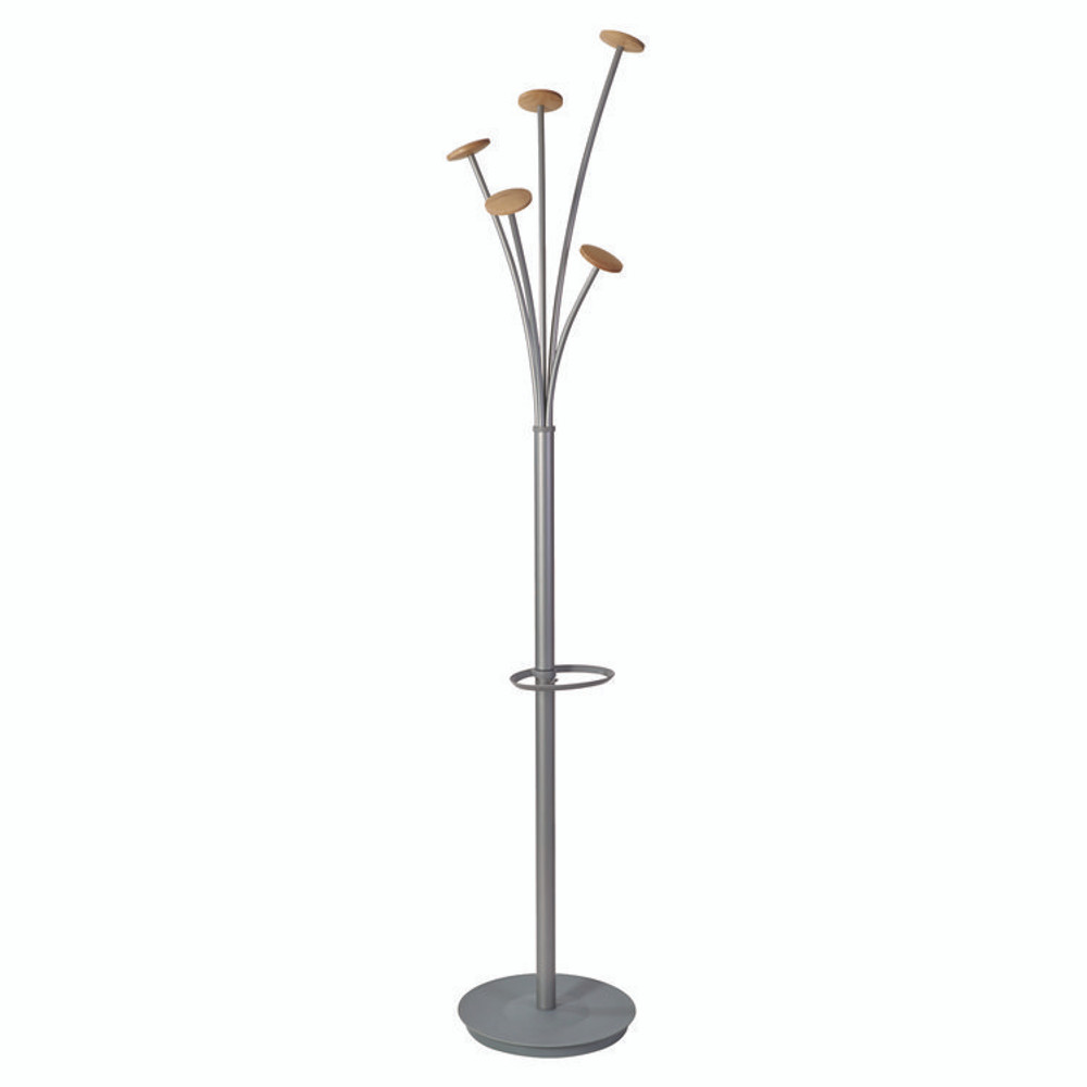 ALBA PMFESTWM Festival Coat Stand with Umbrella Holder, Five Knobs, 13.97 x 14 x 73.62, Gray