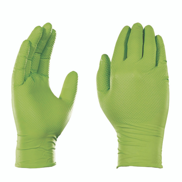 AMMEX CORPORATION GloveWorks® by GWGN44100CT Heavy-Duty Industrial Nitrile Gloves, Powder-Free, Medium, 8 mil Thick, 9.5" Long, Green, 100/Box, 10 Boxes/Carton