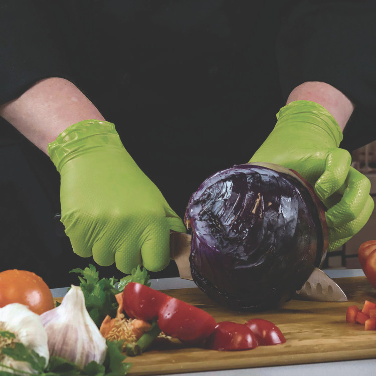 AMMEX CORPORATION GloveWorks® by GWGN44100CT Heavy-Duty Industrial Nitrile Gloves, Powder-Free, Medium, 8 mil Thick, 9.5" Long, Green, 100/Box, 10 Boxes/Carton