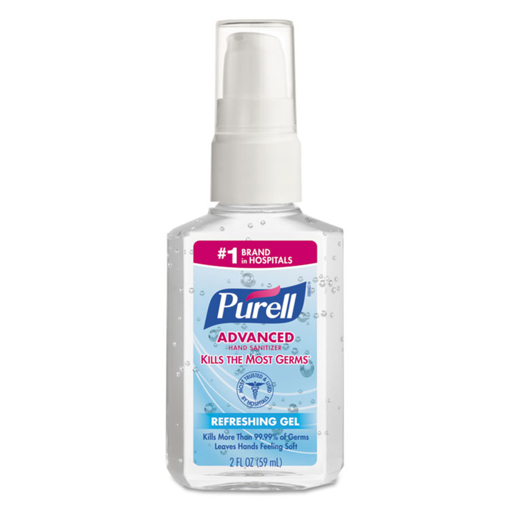GO-JO INDUSTRIES PURELL® 9606-24 Advanced Hand Sanitizer Gel, 2 oz Pump Bottle, Refreshing Scent, 24/Carton