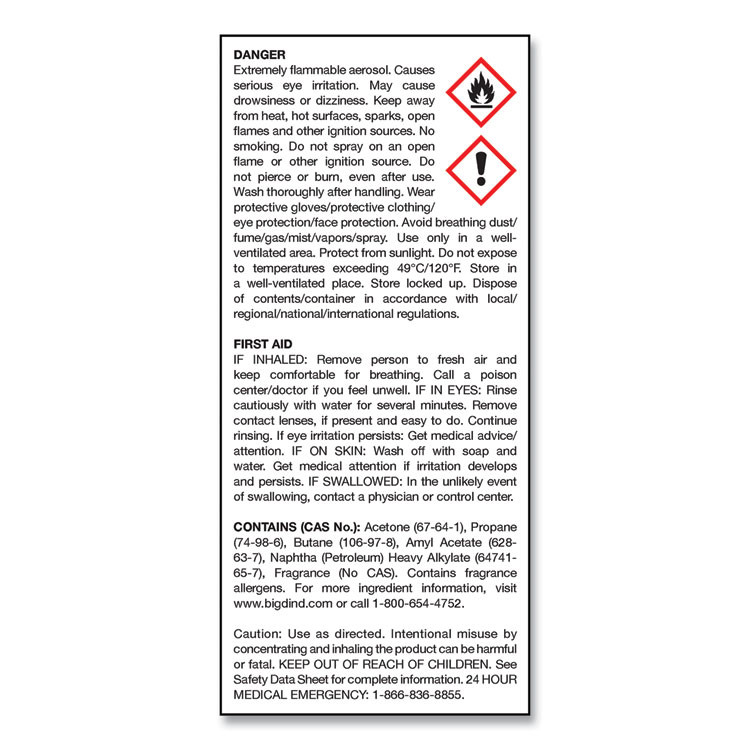 BIG D Industries 341 Odor Control Fogger, Original Scent, 5 oz Aerosol Spray, 12/Carton