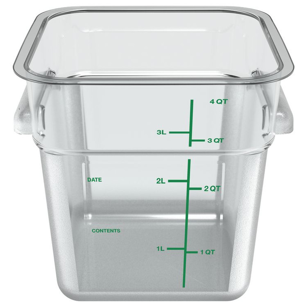 CFS BRANDS Carlisle 1195107 Squares Polycarbonate Food Storage Container, 4 qt, 7.13 x 7.13 x 7.29, Clear, Plastic