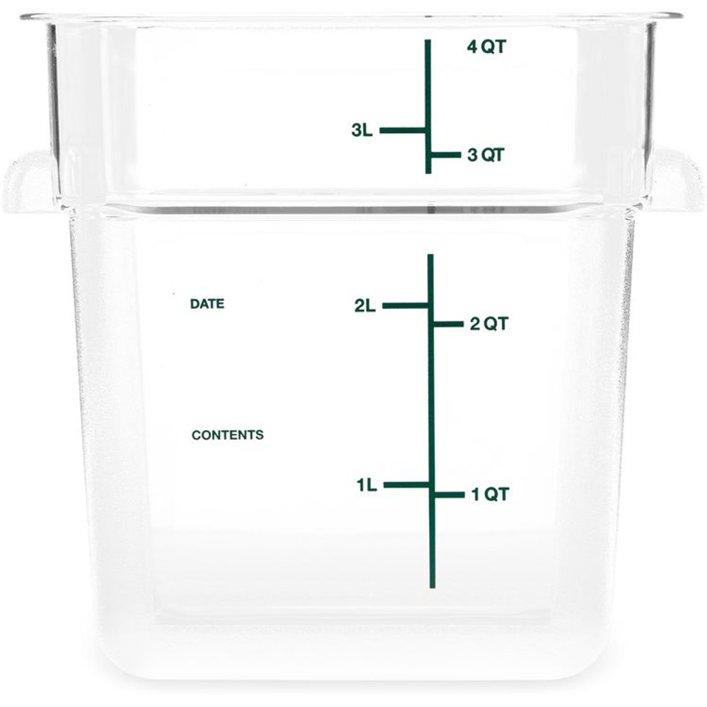 CFS BRANDS Carlisle 1195107 Squares Polycarbonate Food Storage Container, 4 qt, 7.13 x 7.13 x 7.29, Clear, Plastic