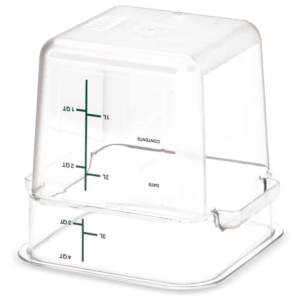 CFS BRANDS Carlisle 1195107 Squares Polycarbonate Food Storage Container, 4 qt, 7.13 x 7.13 x 7.29, Clear, Plastic