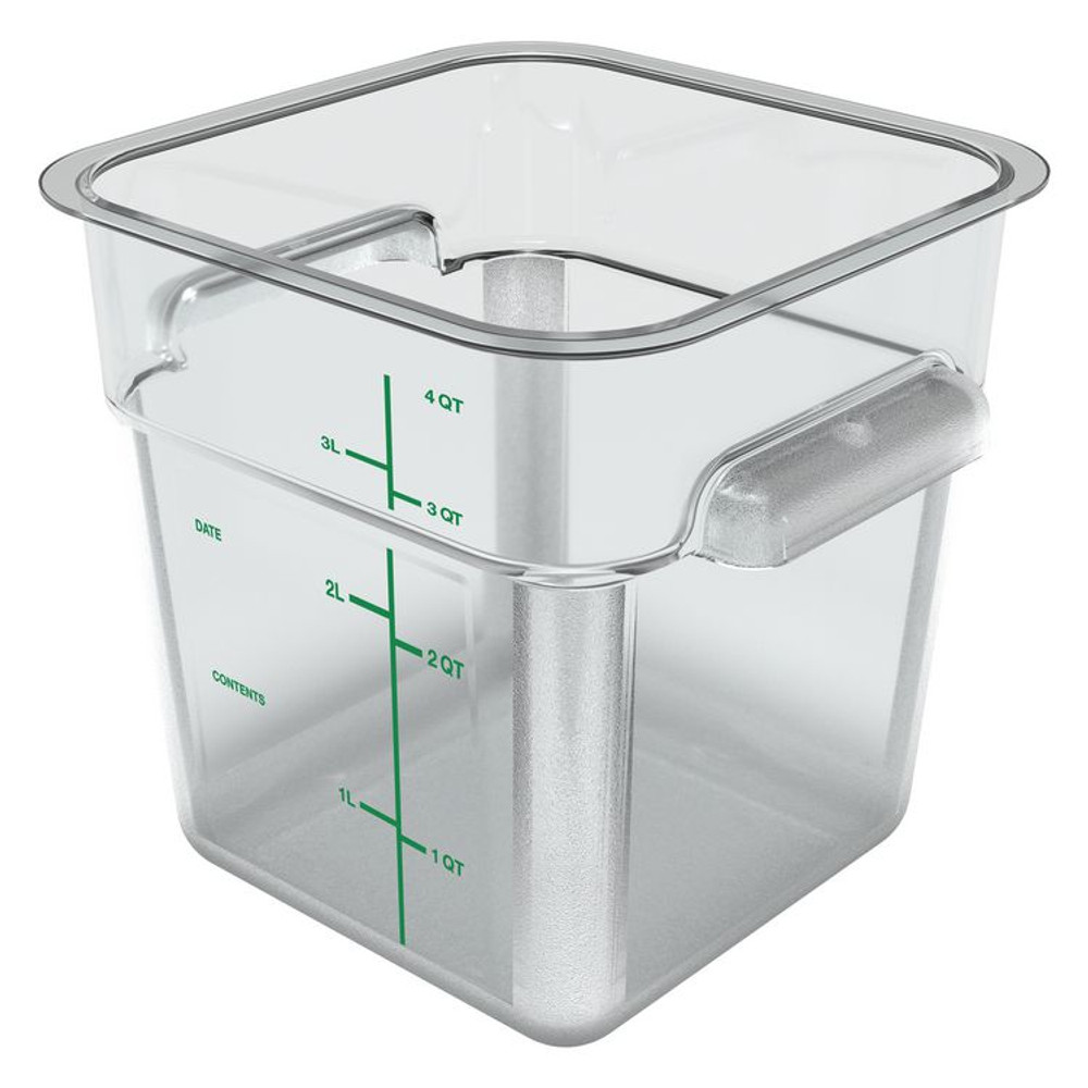 CFS BRANDS Carlisle 1195107 Squares Polycarbonate Food Storage Container, 4 qt, 7.13 x 7.13 x 7.29, Clear, Plastic