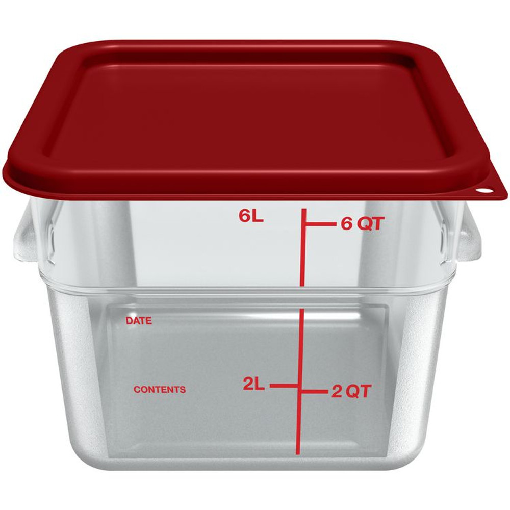 CFS BRANDS Carlisle 1195207 Squares Polycarbonate Food Storage Container, 6 qt, 8.75 x 8.75 x 7.31, Clear, Plastic