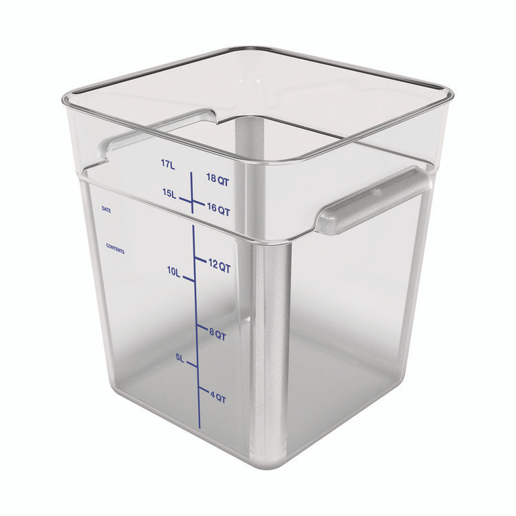 CFS BRANDS Carlisle 1195207 Squares Polycarbonate Food Storage Container, 6 qt, 8.75 x 8.75 x 7.31, Clear, Plastic