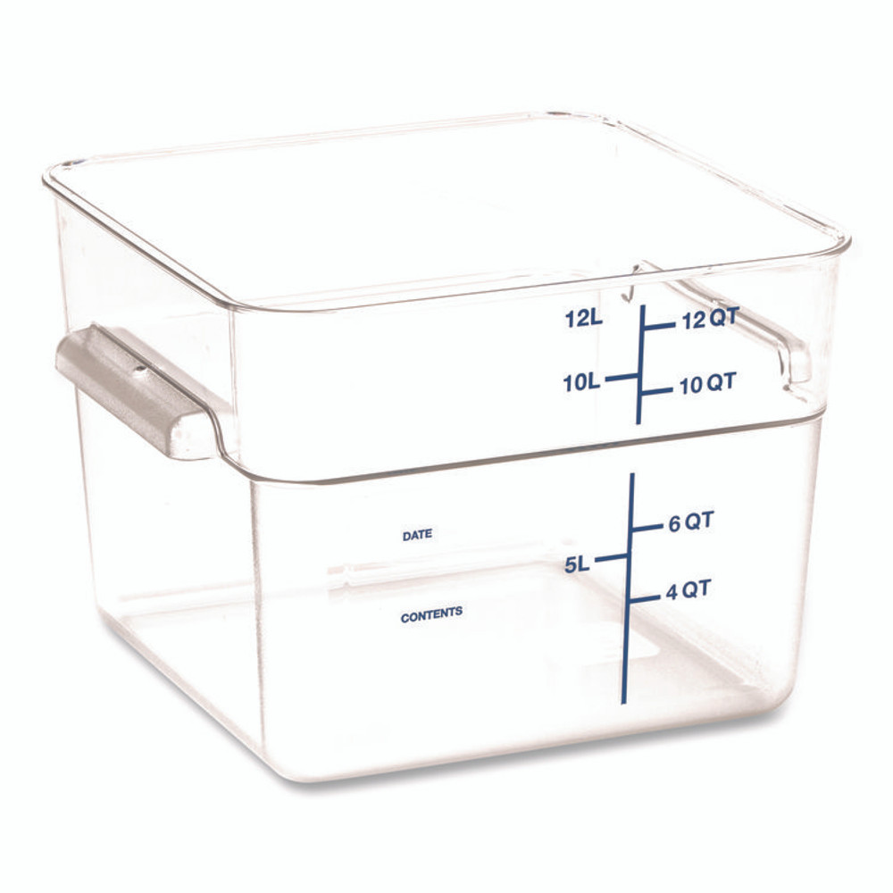 CFS BRANDS Carlisle 1195407 Squares Polycarbonate Food Storage Container, 12 qt, 11.13 x 11.13 x 8.25, Clear, Plastic