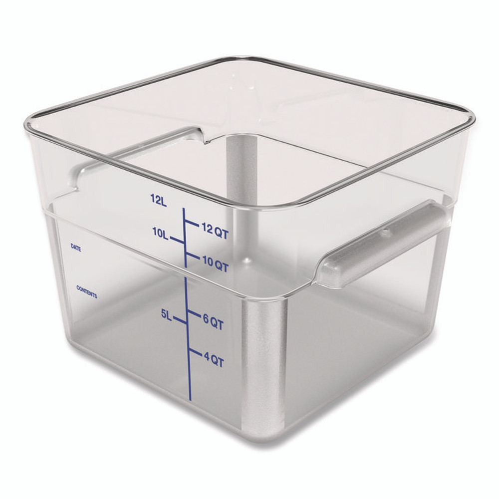 CFS BRANDS Carlisle 1195407 Squares Polycarbonate Food Storage Container, 12 qt, 11.13 x 11.13 x 8.25, Clear, Plastic